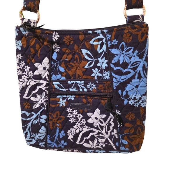 Vera Bradley Hipster Quilted Crossbody Bag in Java Floral NEW Blue Brown - Picture 1 of 4